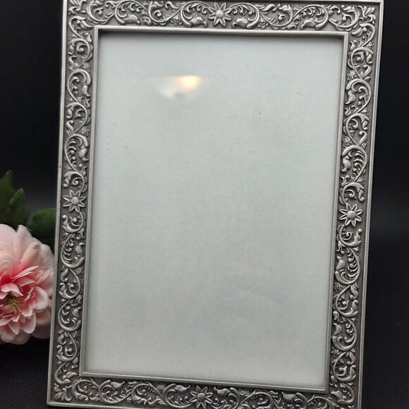 Vintage Royal Selangor Pewter Floral Design Photo Frame 5x7 - Picture 1 of 11